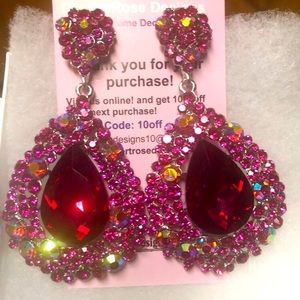 Pink Rhinestone Earrings